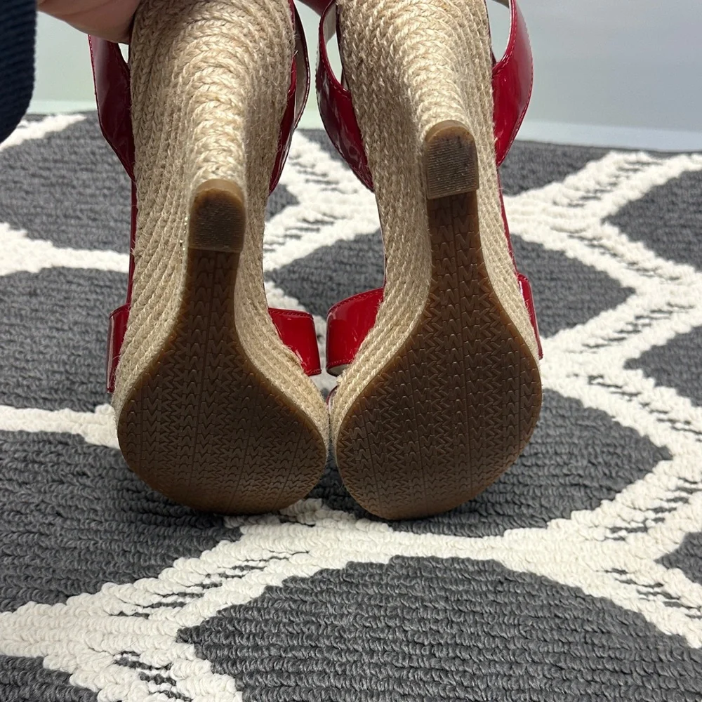 Michael Kors Red Patent Wedge Sandals - Picture 3 of 6